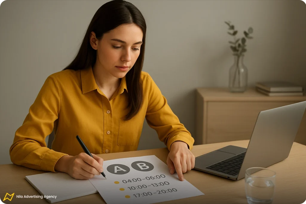 اجرای آزمون A/B برای پیدا کردن بهترین زمان گذاشتن پست اینستا