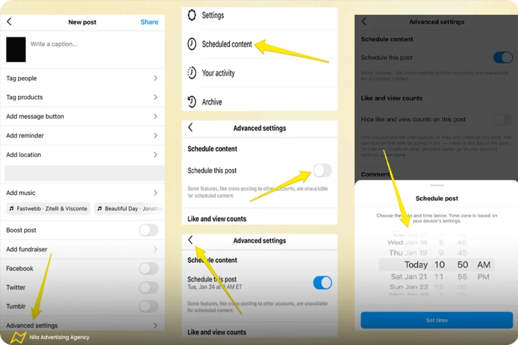 آموزش مرحله‌به‌مرحله زمان‌بندی پست در اینستاگرام