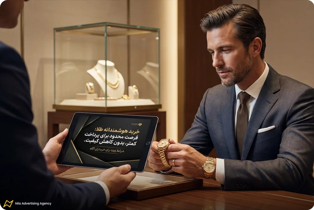 متن تبلیغاتی تخفیف‌محور برای طلافروشی 