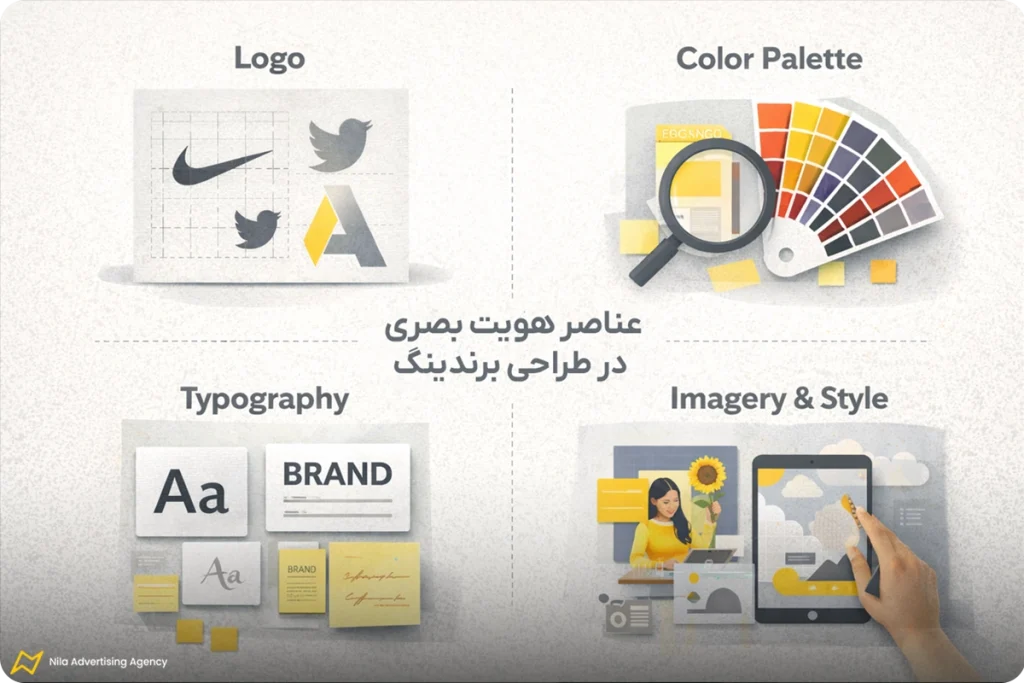 عناصر هویت بصری در طراحی برندینگ