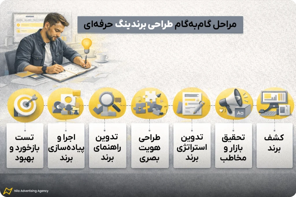 مراحل طراحی برندینگ حرفه‌ای